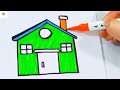 House Drawing Painting Colouring for Kids and Toddlers How to draw Together! Art fun