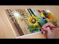 How to draw a sunflower simply / Acrylic painting / Healing painting