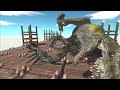 T-Rex Battles on Tilting Bridge Animal Revolt Battle Simulator