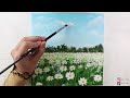 Daisy Flower Garden  / Easy Spring Painting for Beginners / Easy Flower Field Acrylic Painting