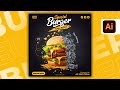 Illustrator CC Tutorial | Graphic Design |  Modern Burger Poster Design 🍔⚡.