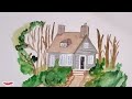 House painting| water color painting tutorial| #landscapepainting #housepainting