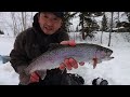 Solo Ice Fishing for Rainbow Trout in Cariboo BC | Fishing with Rod