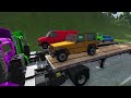 TRANSPORTING PIXAR CARS & FRUITS WITH COLORED & JOHN DEERE vs CLAAS vs TRACTORS - BeamNG.drive #962