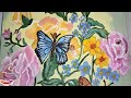 How to paint flowers with butterflies painting| step by step acrylic painting #flowerspainting