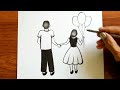Father and Daughter Pencil Drawing | Beautiful Father and Daughter Drawing | Easy Drawing