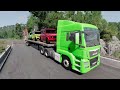 Double Flatbed Trailer Truck vs Speedbumps Train vs Cars | Tractor vs Train Beamng.Drive 050