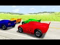 4 COLOR POOR LIGHTNING MCQUEEN VS ANGRY MONSTER TRUCK