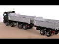 GREAT RC TRUCK AROCS 8X8 SCALEART UNBOXING, FIRST TEST!! HYDRAULIC THREE SIDES TIPPER WITH TRAILER