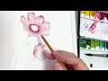 3 STEPS!!Cosmos-Loose Watercolor Painting - Wet on Wet- Scratching Technique- Tutorial Step by Step