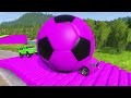 Double Flatbed Trailer Truck vs Speedbumps Train vs Cars Beamng.Drive #1 With Reverse