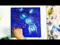 Easy Butterfly Night Scenery | Acrylic painting for beginners step by step | Paint9 Art
