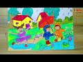 How to draw kids playing in Rain | Drawing on rainy day | Drawing for rainy season | Rain Drawing