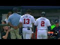 Benches clear after Ronald Acuna Jr. is hit by a pitch from Jose Urena