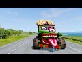 Lightning McQueen and Mater vs CLOWN MATER MONSTER ATTACK Pixar cars in  BeamNG.drive