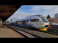 Pociągi na stacji w Zagrzebiu w Chorwacji./Trains at a station in Zagreb, Croatia