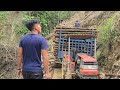 Tractor transporting wood on high hills - transporting wood in the rainy season