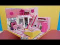 Hello Kitty Miniature Dollhouse DIY Cute Dollhouse #Miniature #Cardboard #Dollhouse #Hello_Kitty