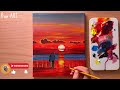 How to Draw  a Couple in the Sunset/Acrylic Painting for Beginners