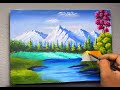 Mountains  Lake ||  Acrylic Landscape Painting  on Canvas for beginners