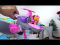 Dinosaurs attack Pororo! Paw Patrol Mighty Pups Flip & Fly Transforming Vehicle! #DuDuPopTOY