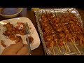 Making Shrimp Skewers / Kabobs / Kebabs on a Charcoal Grill with Old Bay Seasoning