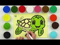 Sand painting pink shark & more sea animals drawing and coloring for kids and toddlers