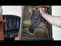 رسم حمار الوحش بألوان الاكريليك، zebra painting with acrylic colors