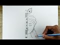 How to draw Lord Krishna half face | Easy drawing for beginners | Lord shree Krishna drawing Easy