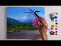 Landscape Painting | Cherry Blossom and Mount Fuji Acrylic Painting