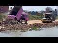 Incredible Machines Power road building Komatsu D41P bulldozer clearing and pushing dirt