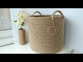 Large knitted basket made of jute and rope. Secrets of smooth walls and more!!!