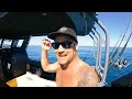 SOLO Two Days BOAT CAMPING in Remote Ocean - Spearfishing for Food - Catch and Cook