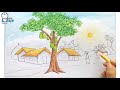 How to draw scenery of summer season step by step