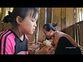 Heavy rain. A hard day for a single mother and her two children.