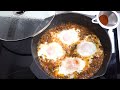 Huevos al plato. Cena rápida y económica ASMR