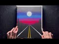 Full Moon Over Lonely Country Road | Acrylic Painting | Step by step | Artistomg
