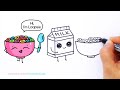 How to Draw Milk and Cereal Easy - Cartoon Food