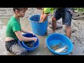 Fishing-Huge bowl of black sea bass in the pond, in the forest