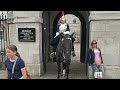 WOW! DIM-WITTED TOURIST RISKS THE SAFETY OF HIS KID NEXT TO A HUGE HORSE at Horse Guards!