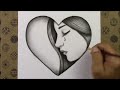 Easy Pencil Drawing Ideas, How to Draw Sad Girl in Heart Picture Step by Step, Drawing is Our Hobby