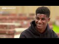 Marcus Rashford reacts to the new that his campaign for free school meals has succeeded.