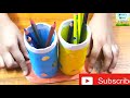 DIY EASY(PEN/PENCIL)Holder Made With Empty Tissue paper Rolls Reuse Recycle Best out of Waste crafts