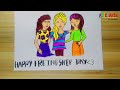 Friendship Day Drawing | Happy Friendship Day Drawing | Friends Drawing | Three Friends Drawing