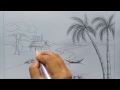How to draw scenery of rainy season by pencil sketch step by step