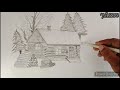 How to draw Nature | Beautiful Nature sketch with pencil drawing