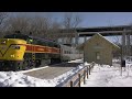 CVSR 6771 and CVSR 6777 in fresh snow on the Cuyahoga Valley Scenic Railroad