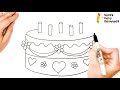 How To Draw A Birthday Cake Step By Step 🎂 Birthday Cake Drawing Easy