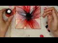 #171Beautiful red alcohol ink flower on tile for the beginner