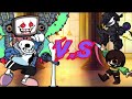 You can’t run but it’s Sans💙 and Flowey🌼vs Chara♥️and Bf.🚫